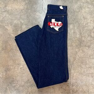 Vintage 1970S Dark Wash Jeans w/ Texas Kicker Patch / 30" x 36"